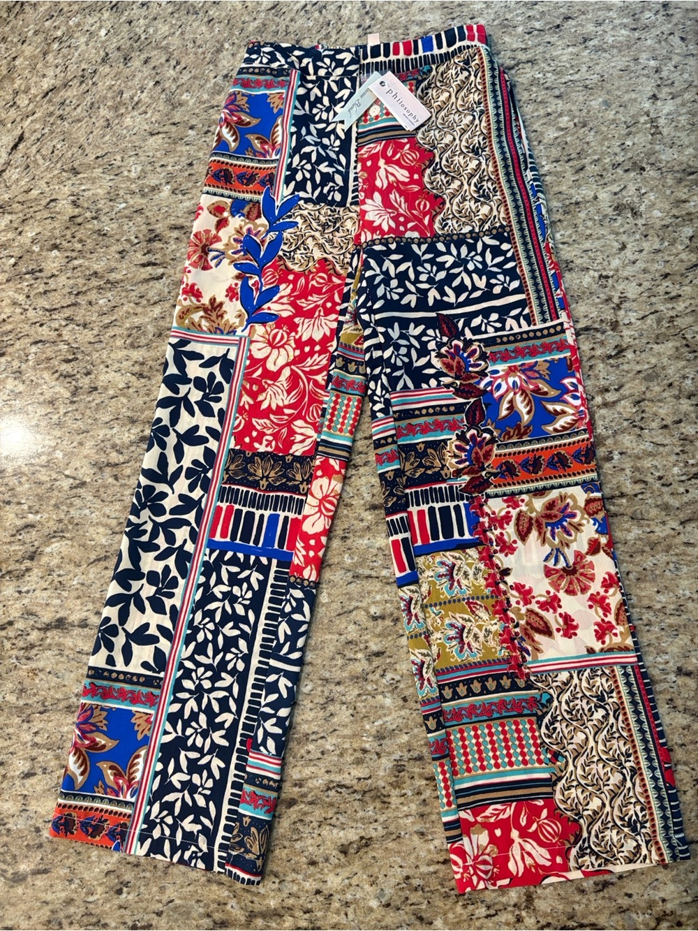 Philosophy | Patchwork Printed Pant with Pockets - Picture 5 of 16